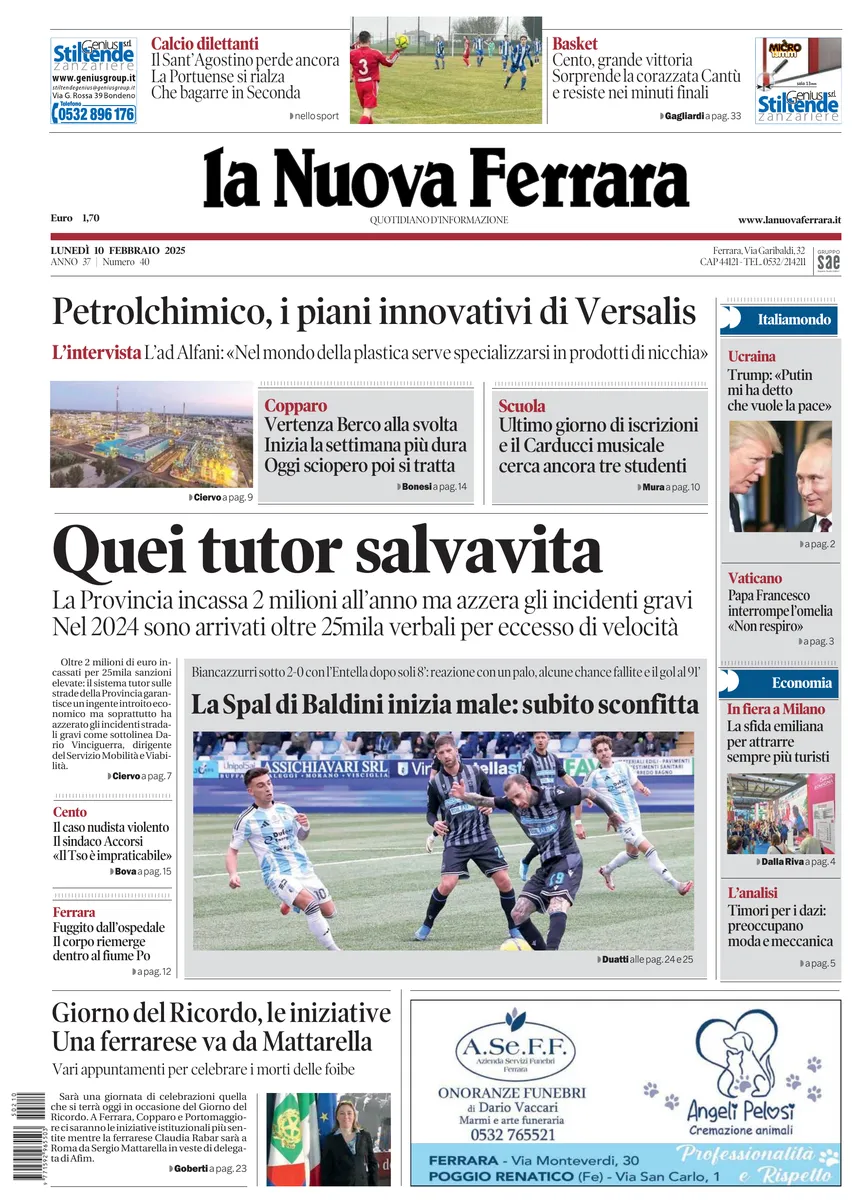 Prima-pagina-nuova ferrara-oggi-edizione-del-2025-02-10